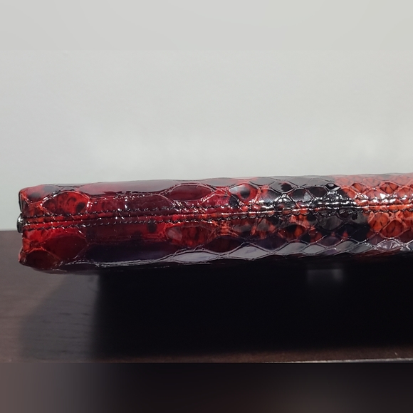 Authentic Danier Red Wine Snake Clutch / Purse - Picture 6 of 16